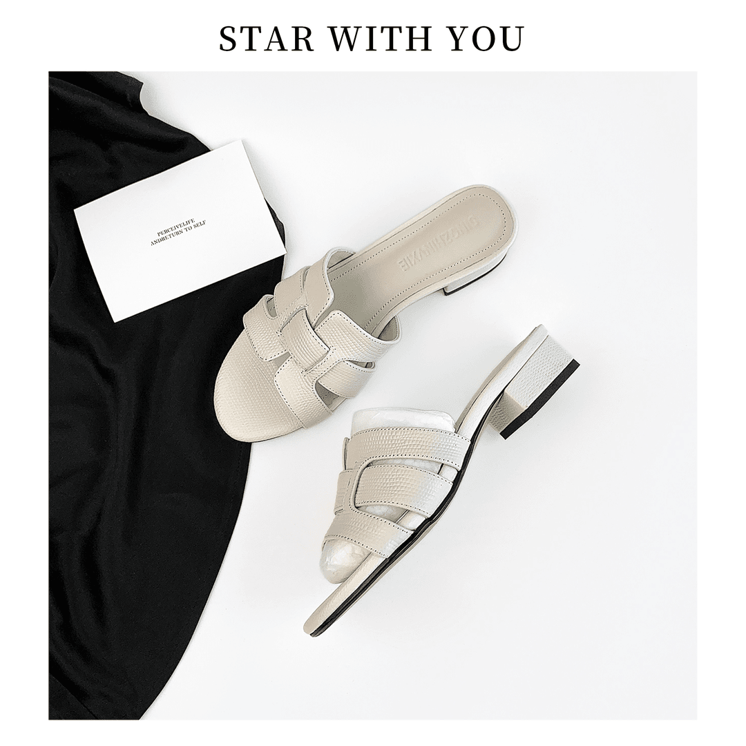 【STAR】 2024夏季新款老钱风罗马编织软底一字拖休闲时尚百搭3cm