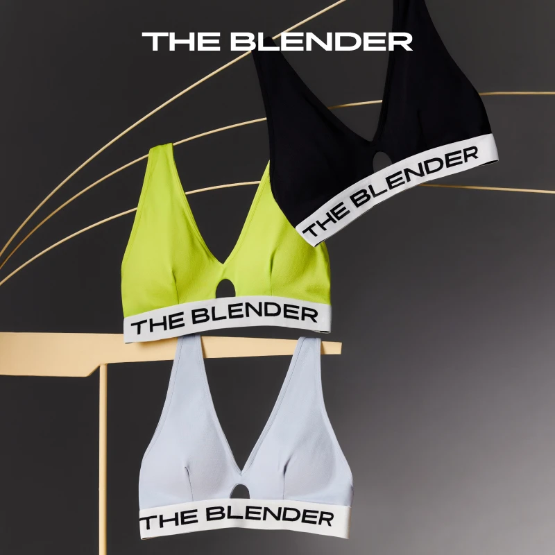 The Blender logo「轻运动」无钢圈深V背心式薄垫内衣透气时尚文胸