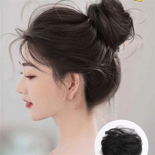 真发发圈可爱丸子头假发女盘发夏汉服古风假发包发饰神器蓬松懒人