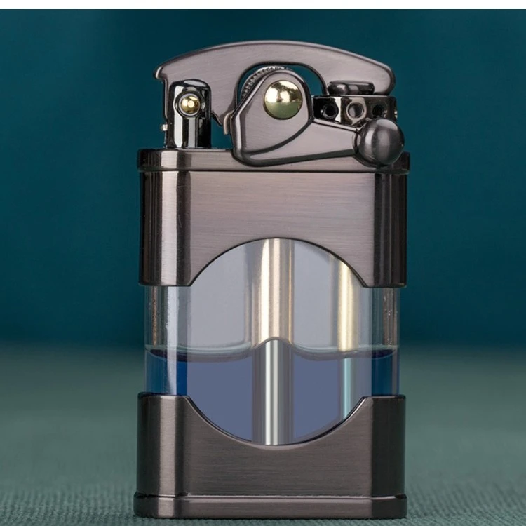 ZORRO佐罗原装煤油防风打火机 透明可视油仓 个性机械摇臂男士