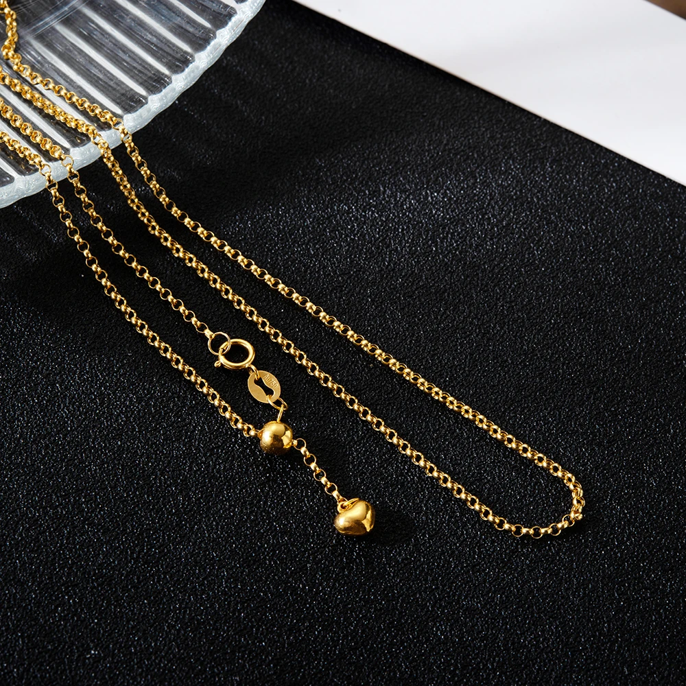 18K金项链爱心圈圈链节日送礼双十二大促抽拉调百搭简约素款项链