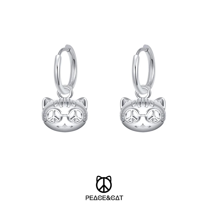 铜合金耳饰  和平猫耳环男女情侣时尚小众潮牌耳坠耳饰
