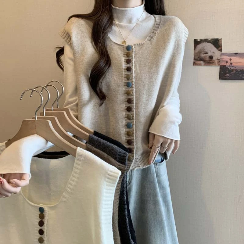 【小曹大码】秋季针织马甲背心女宽松百搭上衣-NMDM6781