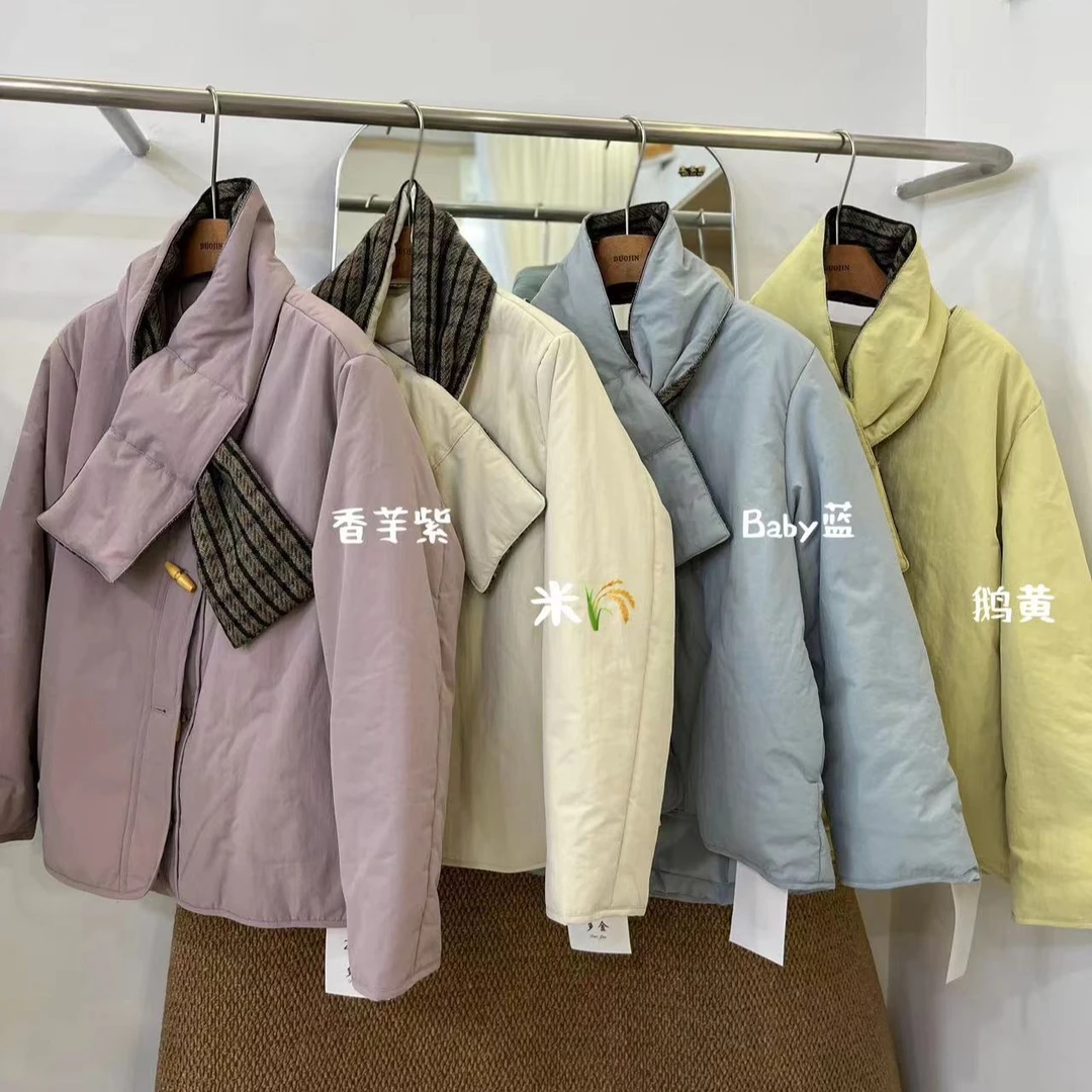 【小曹大码】新款冬季圆领牛角扣夹棉外套棉袄-JXP7127