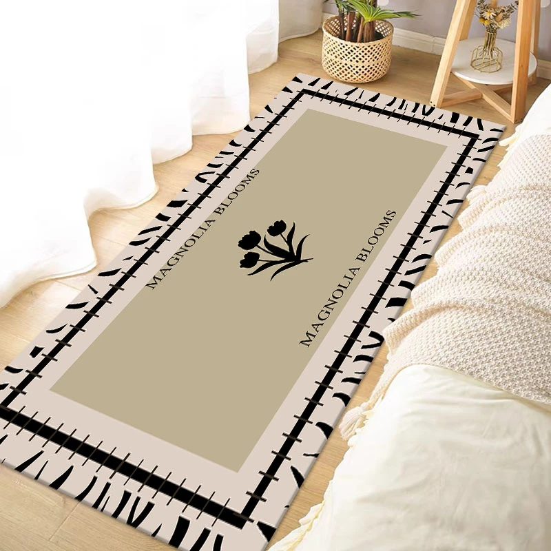 郁金香卧室毯小香风黑白卧室书房轻奢简约衣帽间家用地毯水晶绒