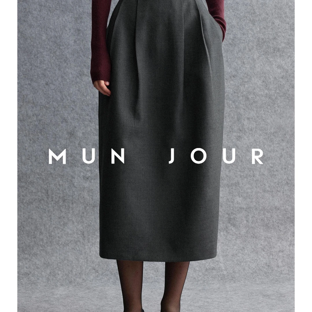 【ohwehi粉丝】澳洲美丽诺羊毛 高腰显瘦双褶立体花苞磨毛气质半裙