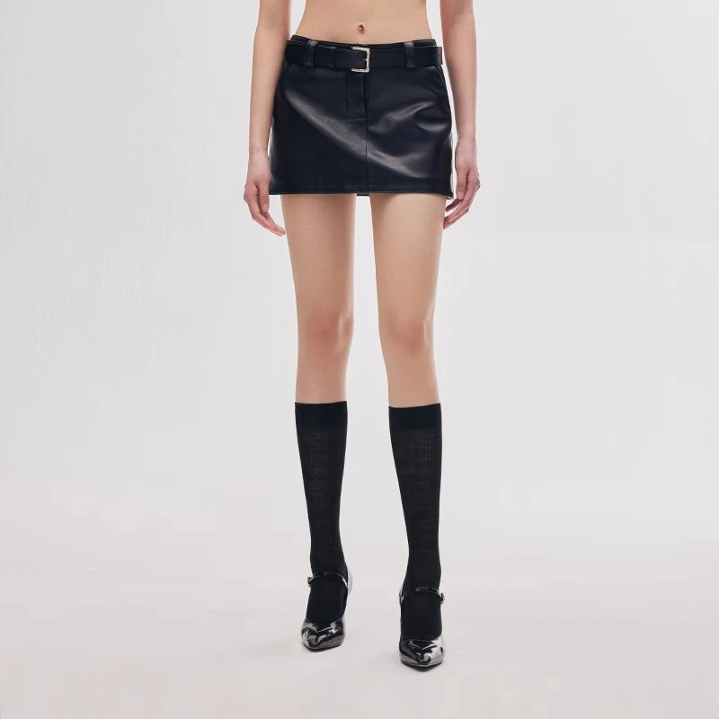 SHOWROOMPLUS 设计感时尚百搭PU皮革短裙女高街半身裙