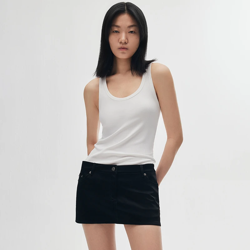 SHOWROOMPLUS 修身圆领针织背心女简约外穿吊带上衣