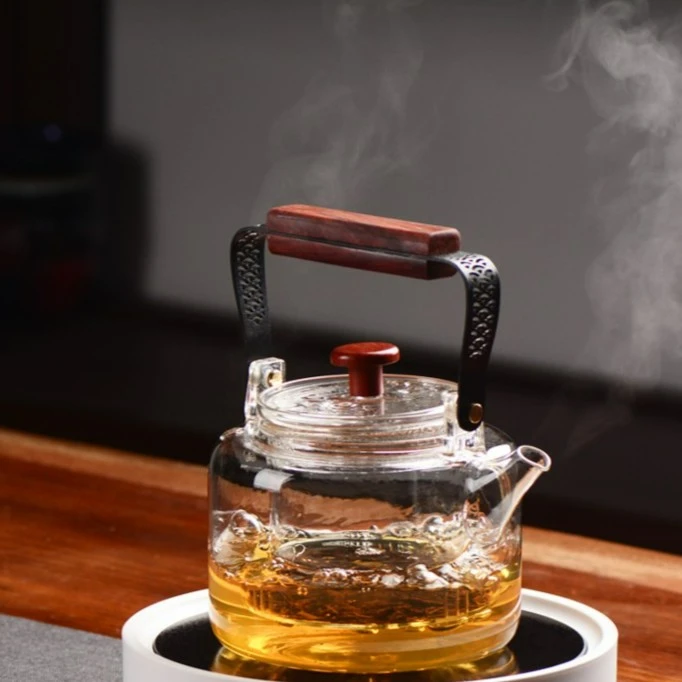 璃享 福钢提梁壶 一体漏玻璃蒸煮 双内胆 烧水泡茶煮茶壶耐高温