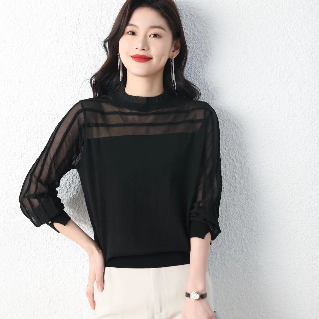 【以•恩】品牌工厂长袖洛丽儿条纹百搭针织时尚打底洋气套头