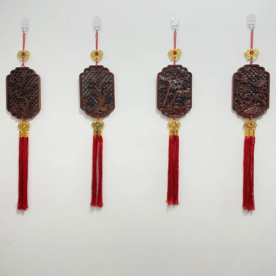 高75 宽16 梅兰竹菊四联方块 家居实木装饰画