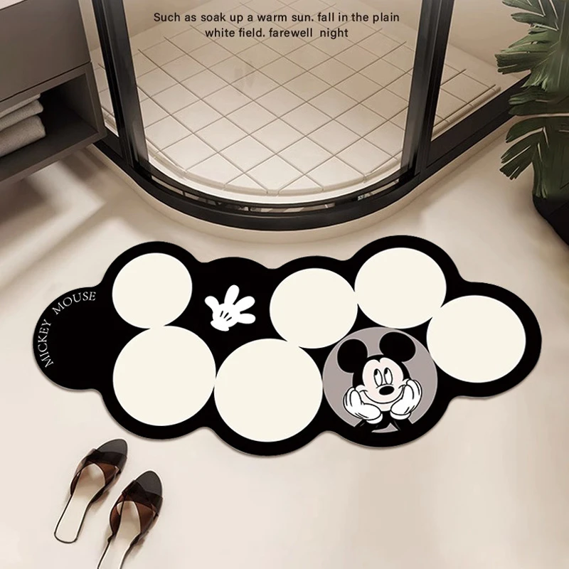 米奇弧形浴室地垫异形硅藻泥吸水淋浴房冲凉洗澡卫生间防滑防摔垫