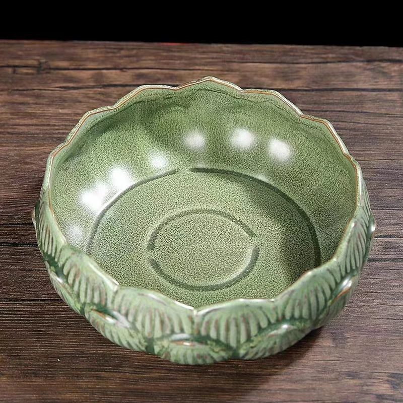 创意水培植物铜钱草花盆陶瓷大号无孔大口径水养一叶莲碗莲盆专用