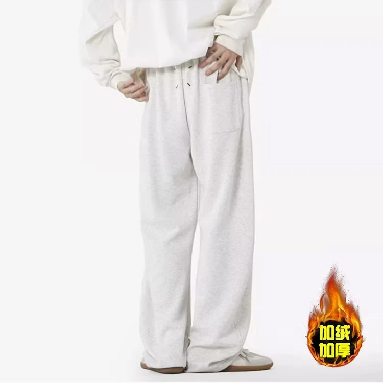 重磅马吉拉休闲裤男秋冬加绒直筒潮牌宽松垂感弯刀裤情侣拖地卫裤