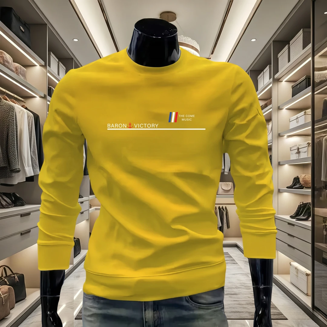 秋冬时尚新款男士高级潮牌圆领卫衣百搭休闲帅气青年长袖品质上衣