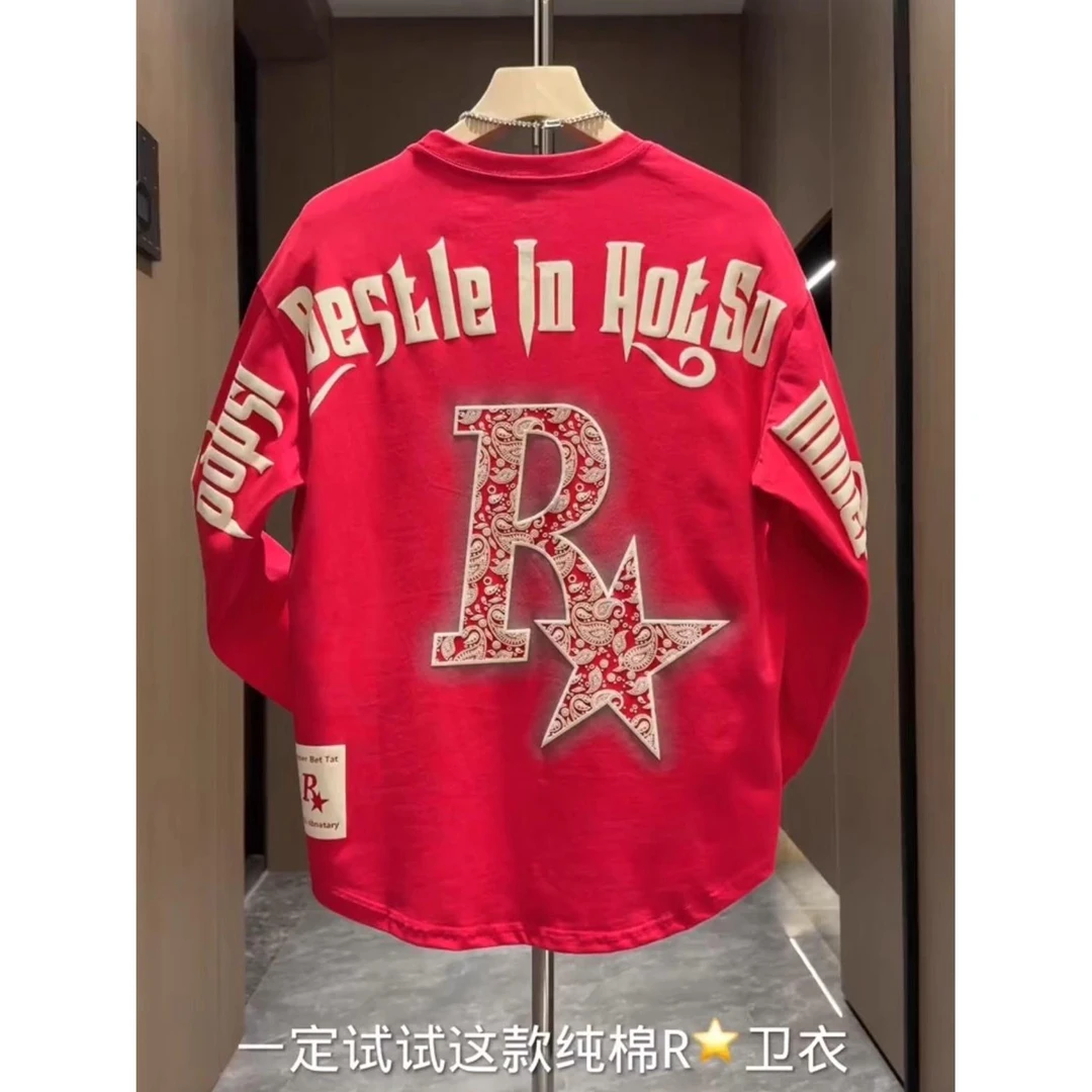 秋冬时尚新款男士高级潮牌圆领卫衣百搭休闲帅气青年长袖品质上衣