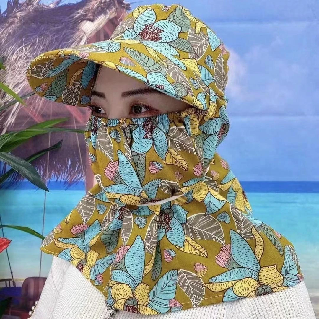 新款夏季防晒帽防风防尘护脸护颈女骑车遮阳帽户外工作田间采茶帽