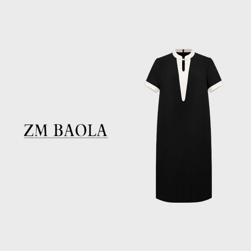 ZM BAOLA【星晚-大言】休闲百搭黑设计师轻奢女装连衣裙BL3038-S2