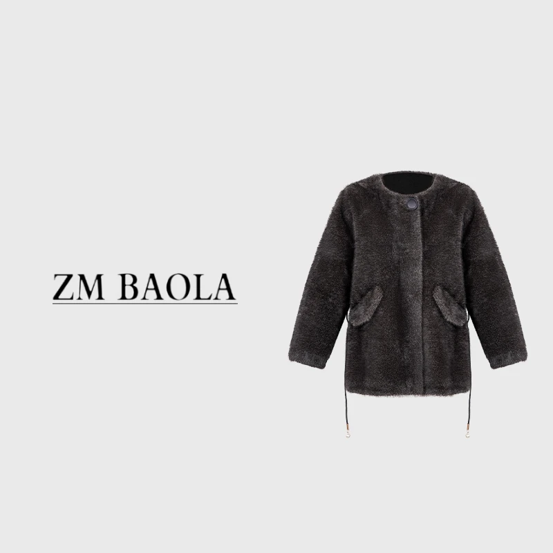 人造皮草 ZM BAOLA【秀丽】简约保暖百搭女装外套大衣HY2456-M2