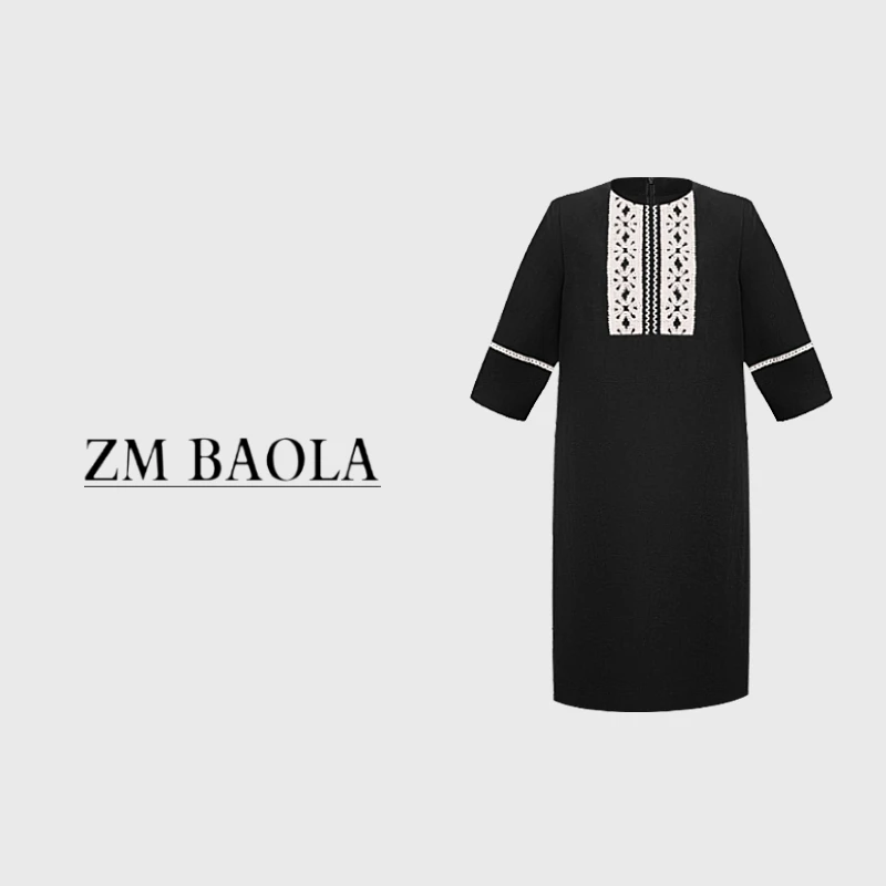 ZM BAOLA【花期】亚麻+粘纤面料显瘦气质时尚休闲连衣裙BS6020-S3