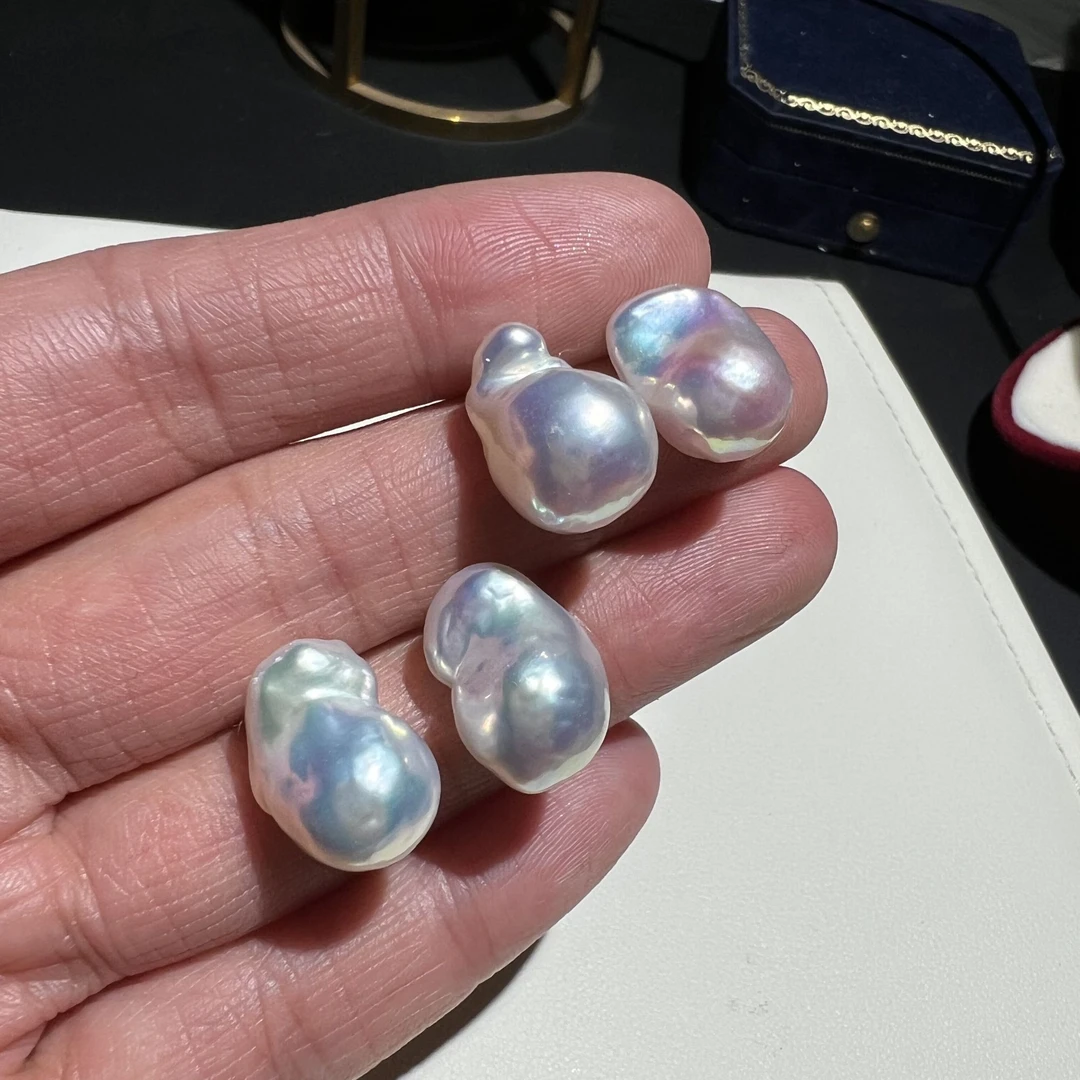 极光小巴洛克珍珠耳钉，珠光美哭了~（多样性发货发一对）