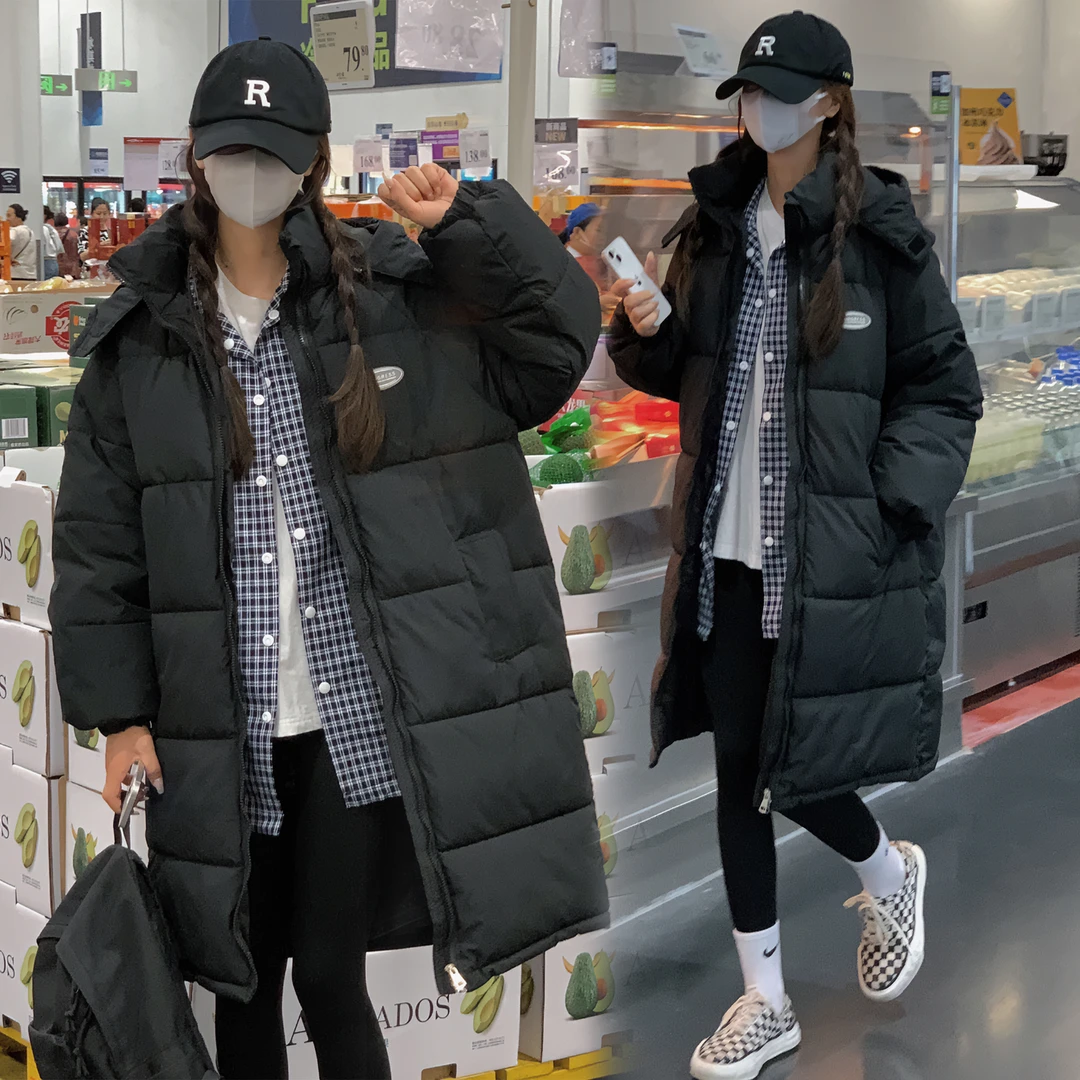 孕妇秋冬装羽绒服2023新款时尚加厚过膝棉服外套中长款外穿连帽