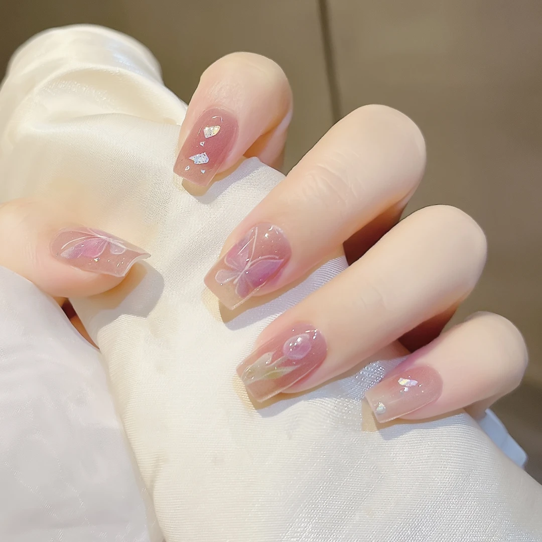 【ES677】半固化凝胶uv半烤美甲贴指甲贴片照灯变硬防水持久穿戴甲