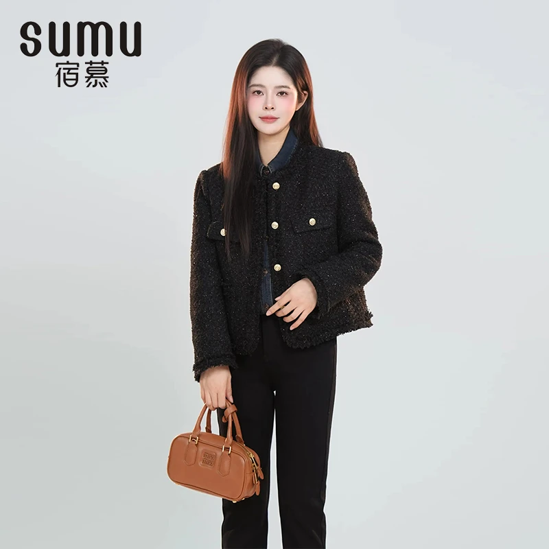 宿慕SUMU女款轻奢小香风鹅绒服11-28冬款2024新款气质外套A1606B