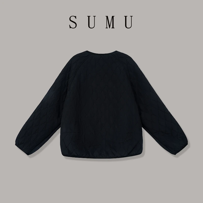 宿慕SUMU女款休闲保暖菱格外套秋季2024新款百搭显瘦外套女A16033