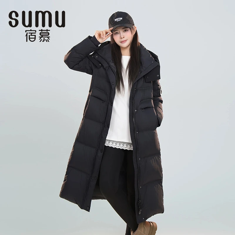 宿慕SUMU女款保暖长款羽绒服12-2冬款2024新款时尚羽绒服女A1606N