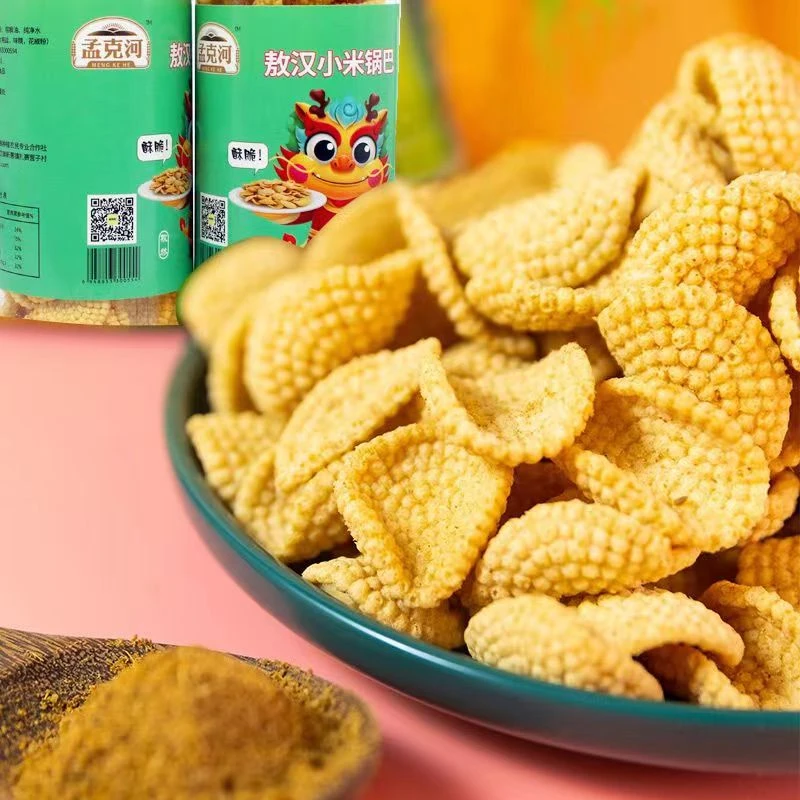 敖汉小米锅巴原味混合口味休闲食品罐装零食麻辣味110g4桶