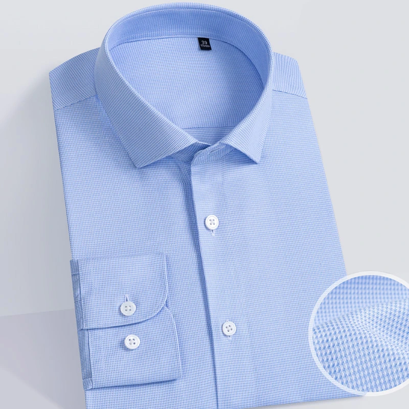DP成衣免烫+88%棉+桑蚕丝+鲁泰100支纱千鸟格子男士商务休闲衬衫