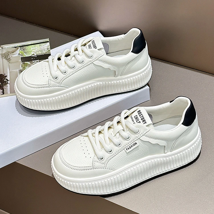 1938真皮小白鞋女2023秋季新款简约女款单鞋舒适百搭厚底饼干板鞋