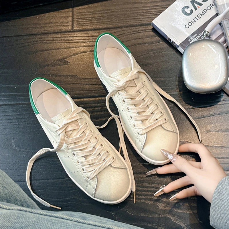 666头层牛皮小白鞋女2024夏季新款女鞋百搭软底软面情侣休闲板鞋