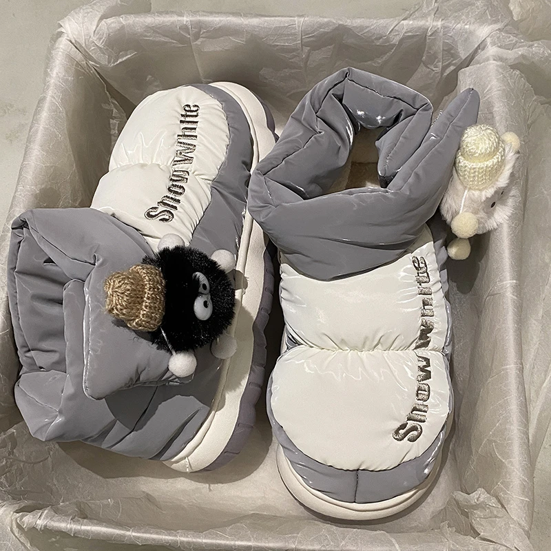 厚底增高雪地靴女2023秋冬新款泡芙面包棉鞋ins高帮棉鞋保暖加厚