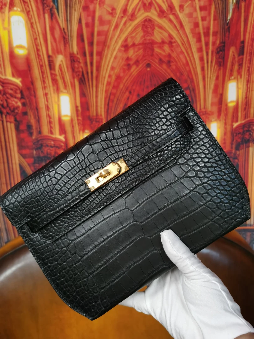 时尚男士美洲真皮皮手夹包手工黑色手拿包25cm休闲百搭肩包手包