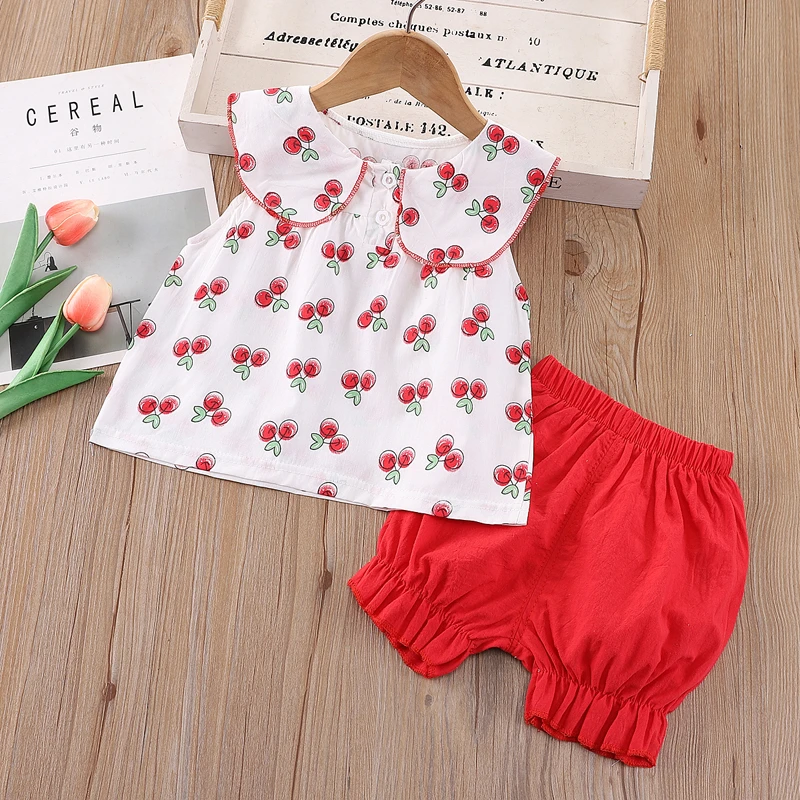 女童儿童节短袖套装洋气夏季薄款女宝小童韩版夏款幼儿纯棉
