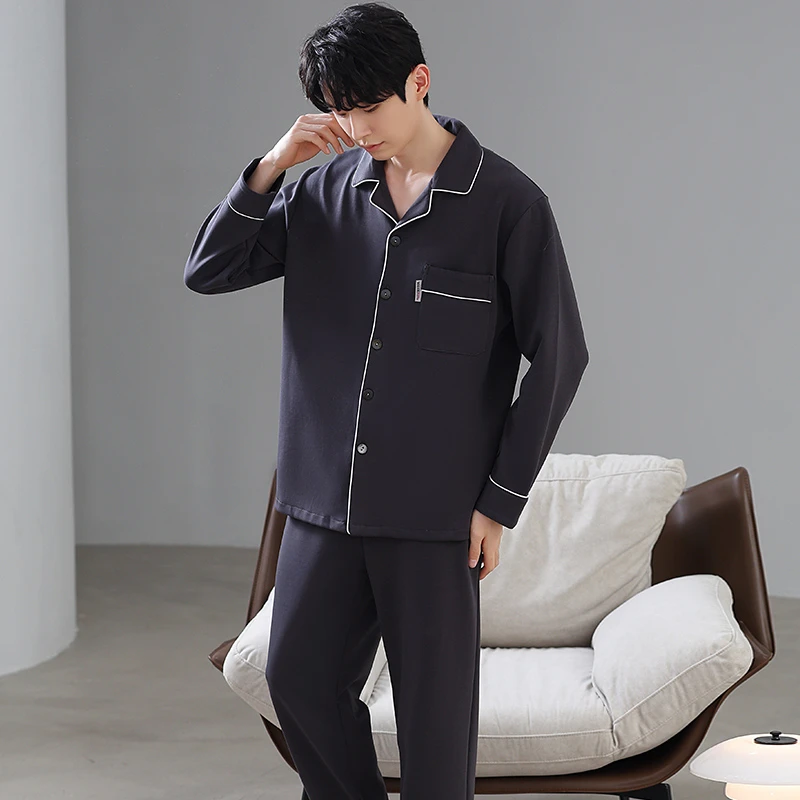 秋季新款男士睡衣整套居家服长袖家居服