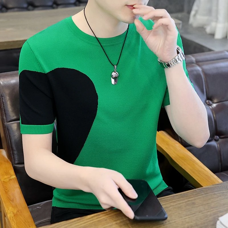 2023夏季新款冰丝针织伊力特高弹圆领短袖1601百搭帅气半袖时尚