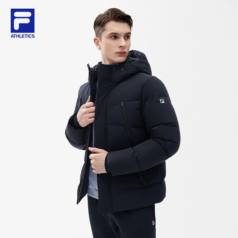 FILA斐乐男装/跑步羽绒服2023冬季新款轻便舒适短羽绒A11M242904A