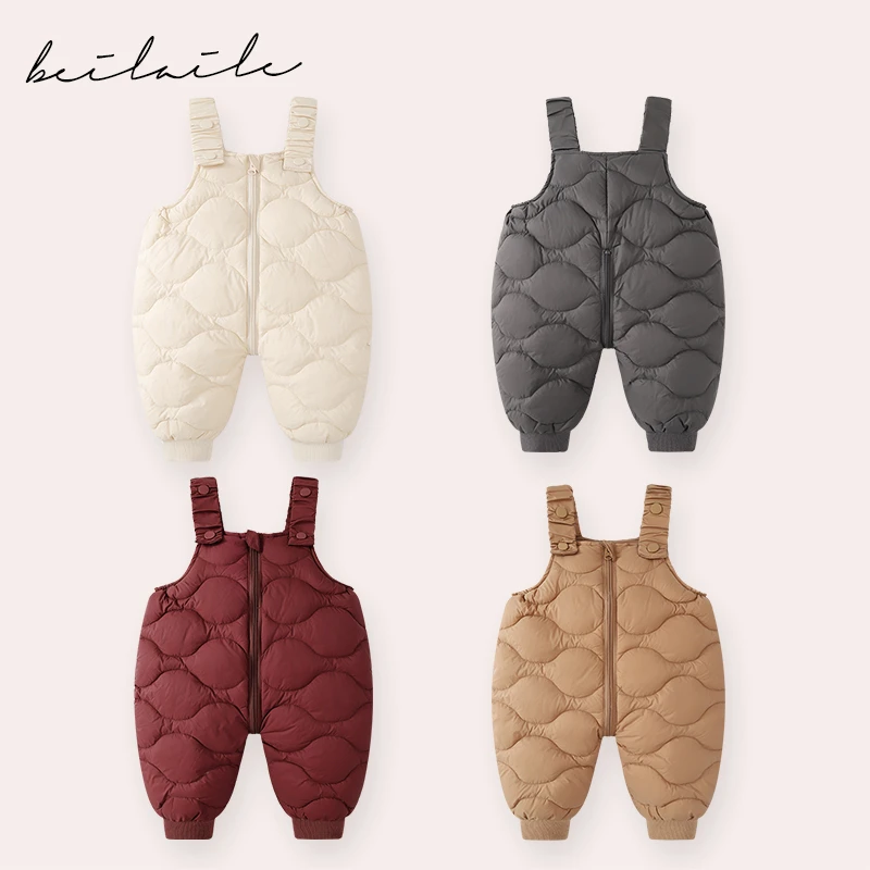 【羽绒背带连体】【杜邦三防】婴儿童连体衣服宝宝羽绒拜年秋冬背
