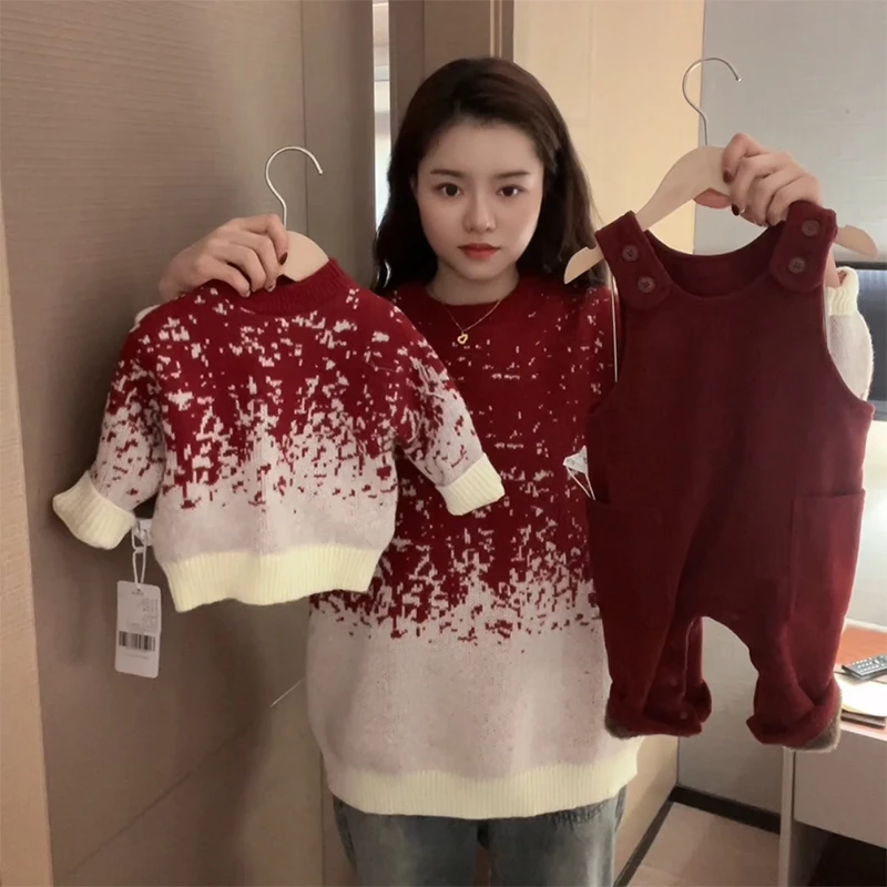 【圣诞亲子毛衣】婴儿童上衣服打底衫男童宝宝春装秋季
