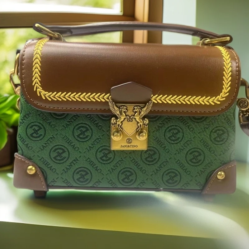 经典百搭复古包包高档时尚休闲女士棕色肩包鳄鱼