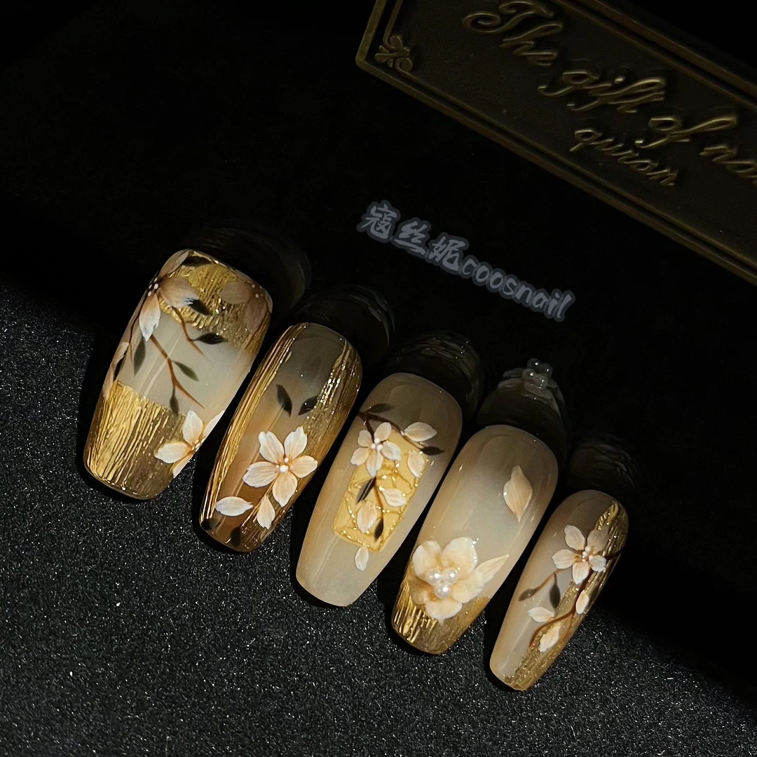 设计师款@【苏绣】寇丝妮 纯手工穿戴式美甲重工手绘