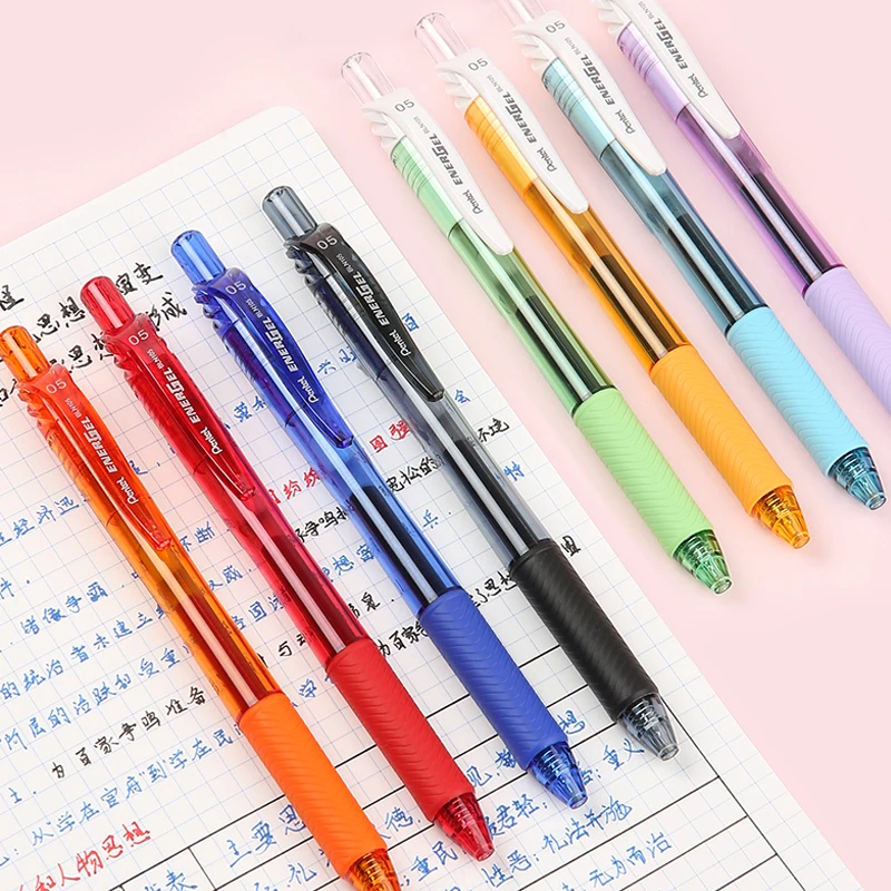 pentel/派通速干中性笔BLN105学生用彩色按动黑笔考试针管水笔0.5