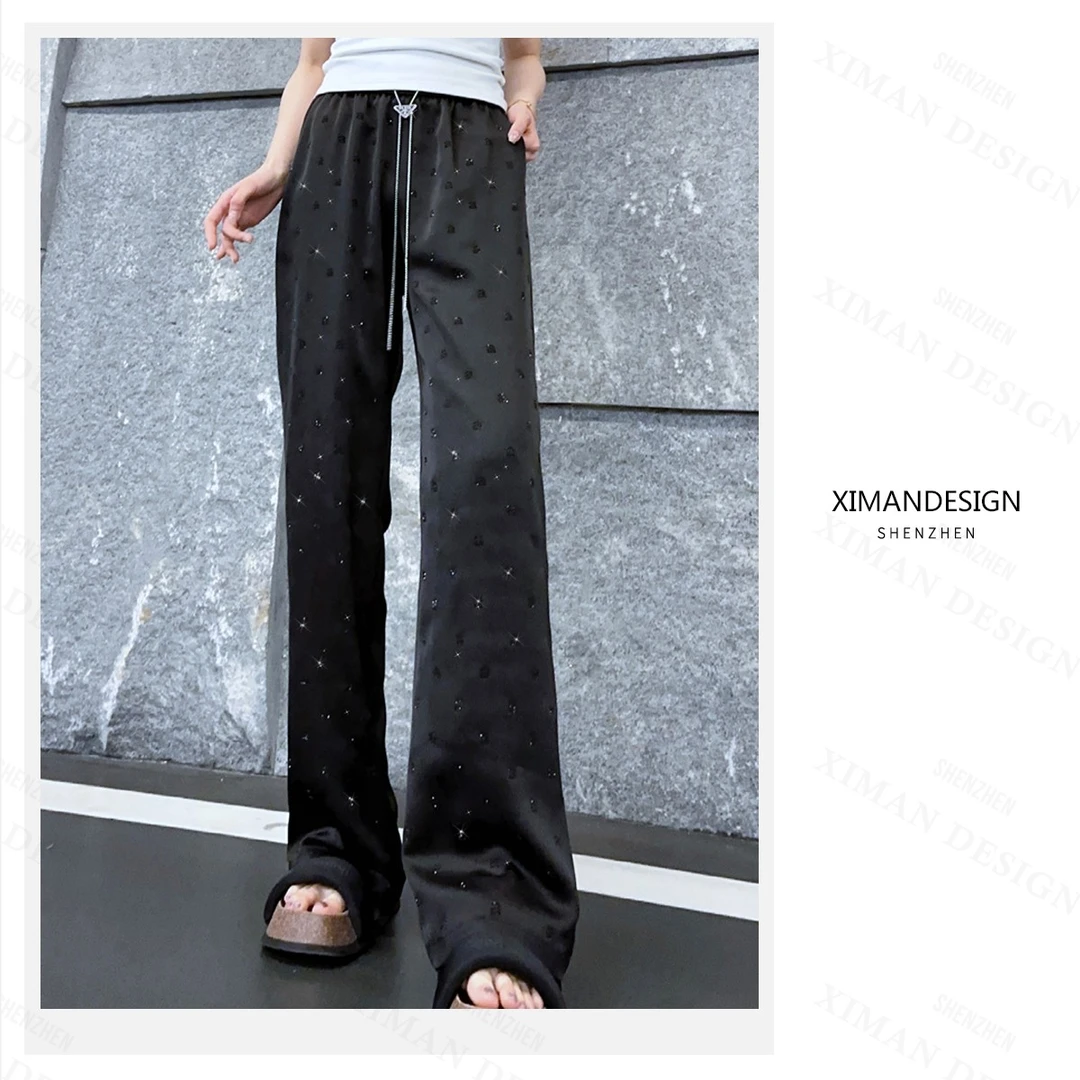 XIMAN【繁星奥钻3醋很舒服裤子】阔腿设计感休闲显瘦直筒垂感时尚