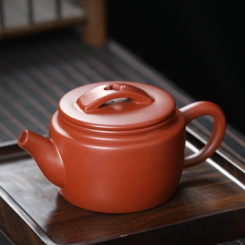 紫砂壶原矿朱泥大红袍汉瓦壶凤鸣壶功夫茶具家用泡茶壶泡茶器