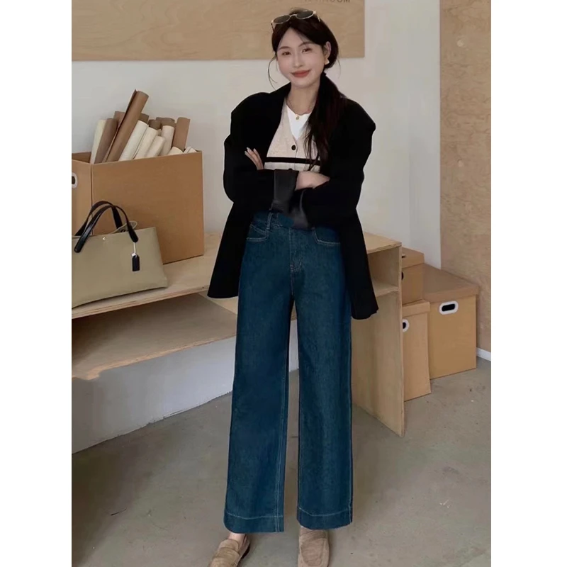 L韩国蓝牛仔奶奶裤九分裤68016长裤秋冬宽松显瘦百搭小个子韩版
