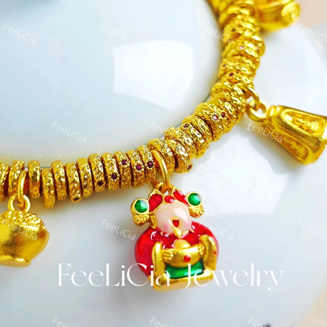 铜合金手链 FeeLiCia手编盘缠系列之财神手串时尚烧蓝精致