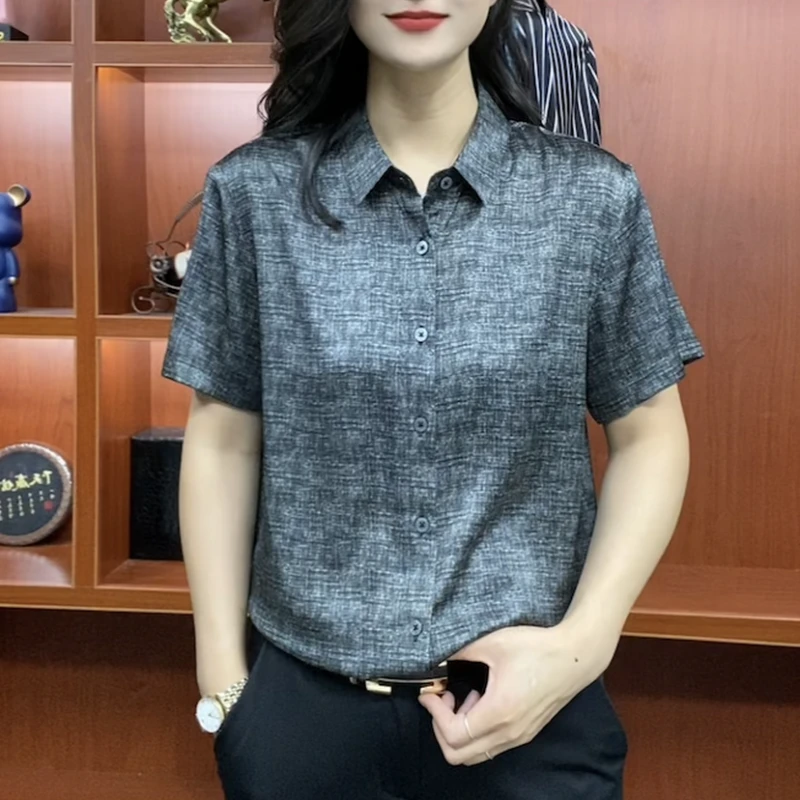 2025男新款桑蚕丝衬衫时尚商务休闲男装夏季短袖衬衣百搭上衣显瘦